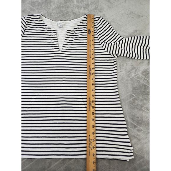 Liz Claiborne Size XL Black & White Stripes Front Pocket Knit Pullover Top #flaw - Picture 8 of 13